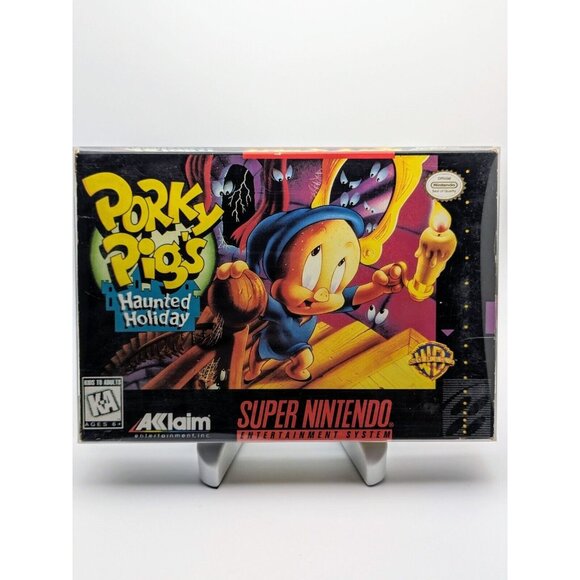 Porky Pig's Haunted Holiday (SNES Super Nintendo, 1995) Game & Box, Tested Works - Picture 1 of 12